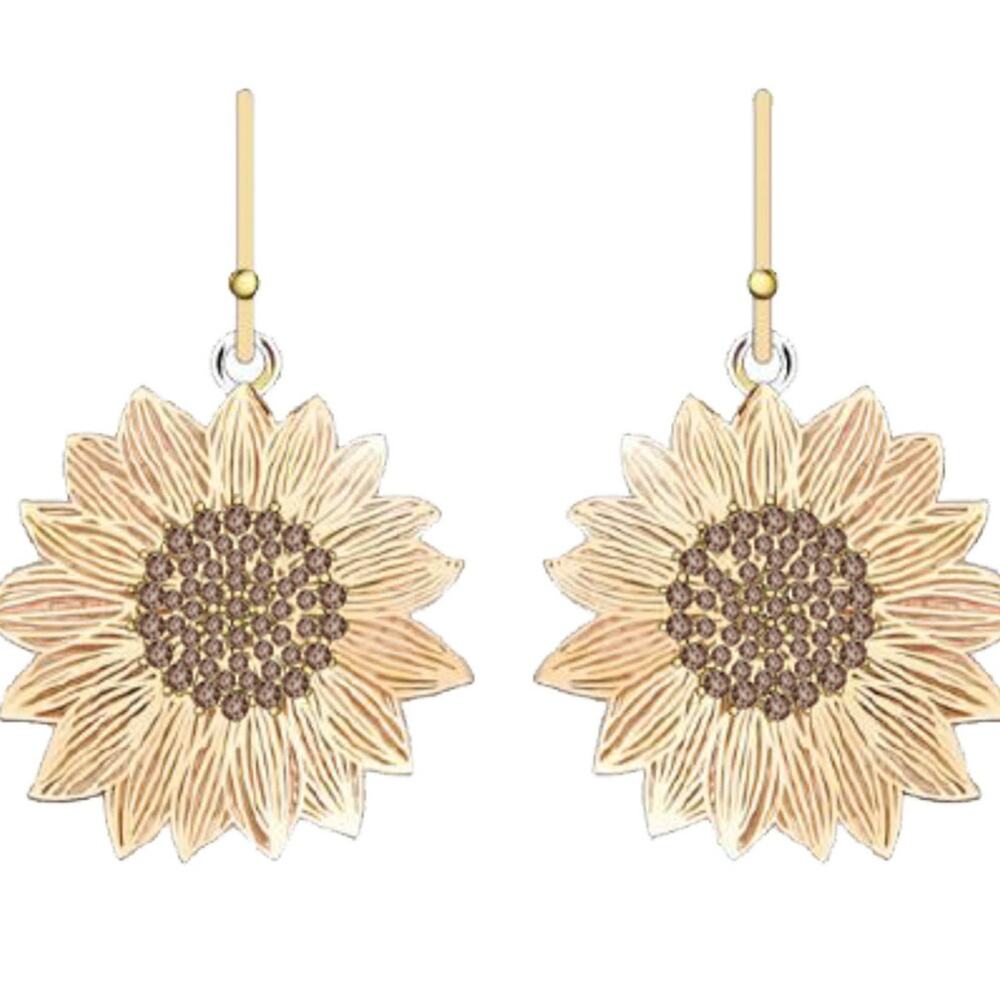 Gold CZ Sunflower Dangle Earrings | Amanda Blu